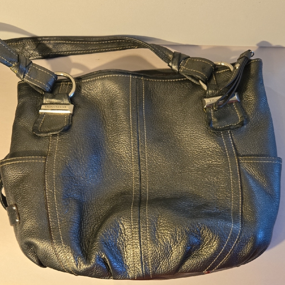 Tignanello Dark Leather Shoulder Bag